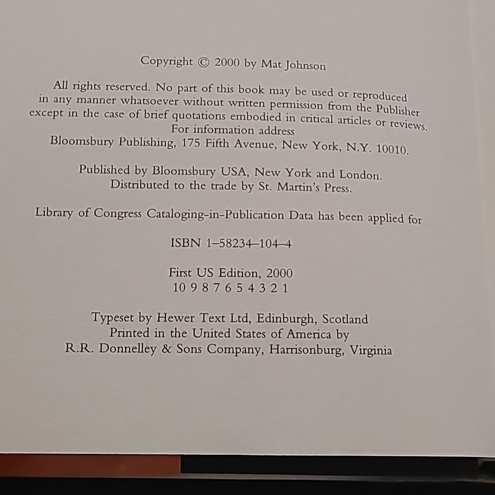 Drop By: Mat Johnson Bloomsbury Publish American Fiction Hardback Novel 218 Page - Picture 6 of 12
